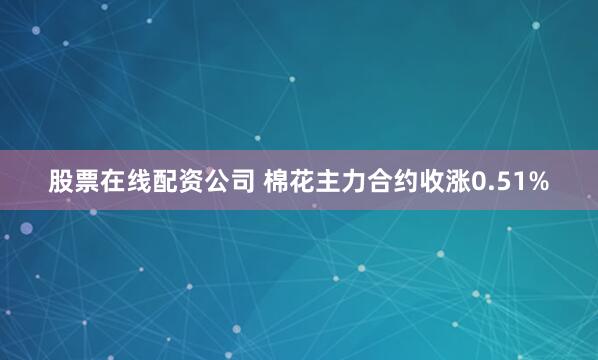 股票在线配资公司 棉花主力合约收涨0.51%